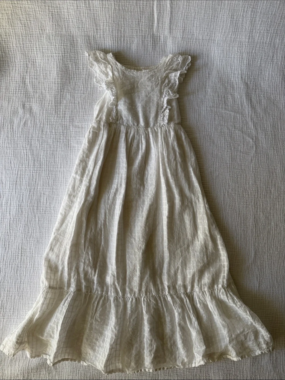 Cat & Jack girls White Lace-Trim Maxi Dress